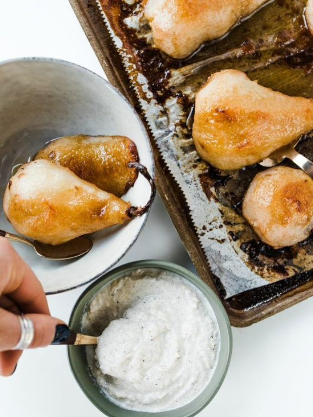 Baked Pears With Almonds, Honey And Ricotta Recipe