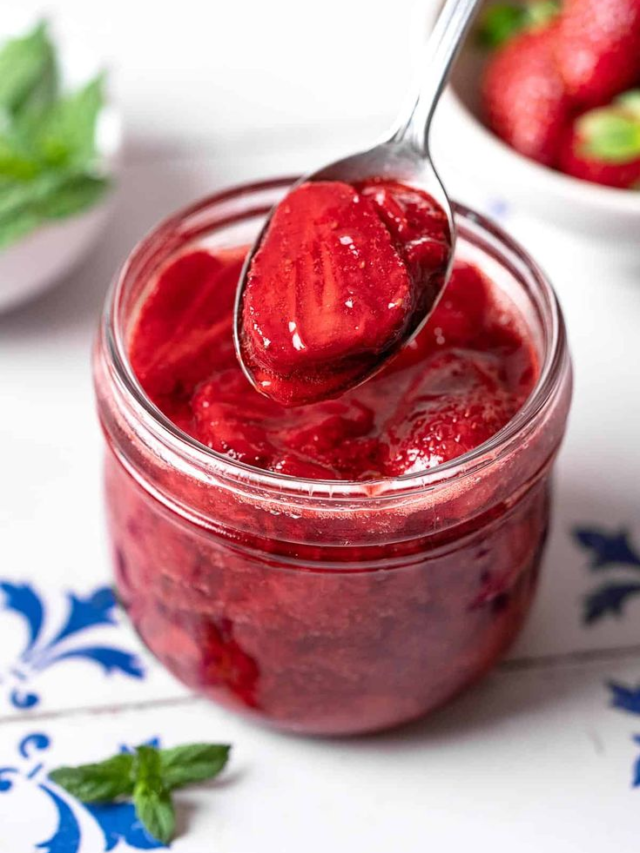 Strawberry Compote With Rose, Mint, And Honey recipe